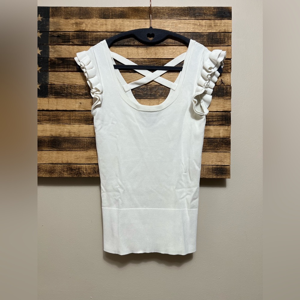 White House Black Market Sleeveless Ruffle Top